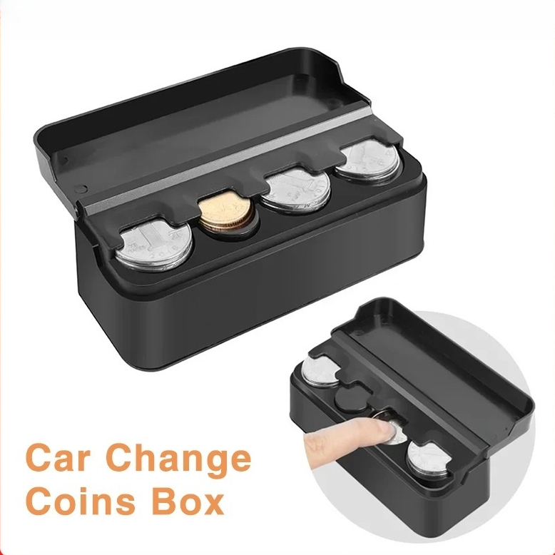 Car Self-Adhesive Coin Storage Box Portable Car Interior Coin Pocket ...