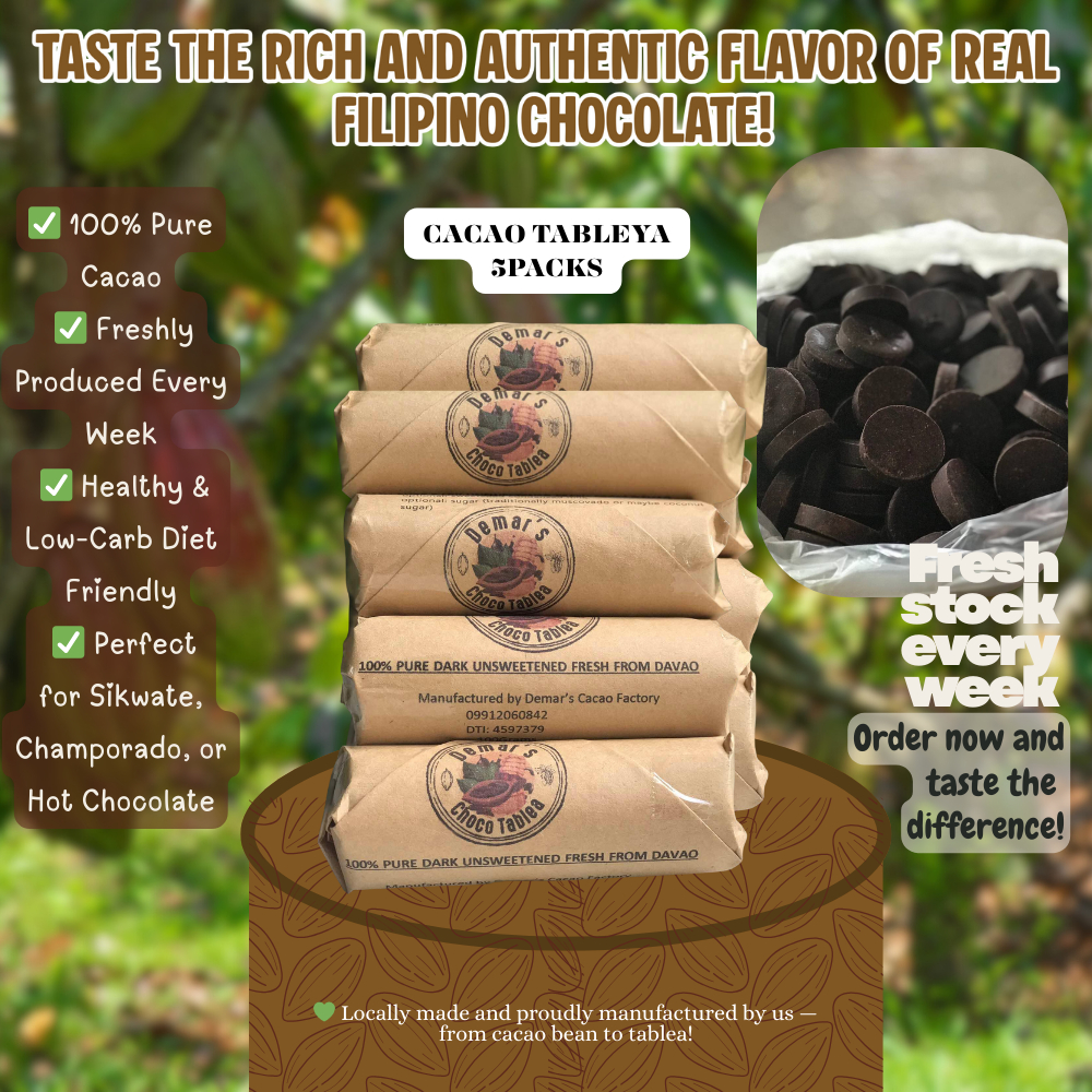 5 PACKS BUNDLE | 50 Pieces |Demars Pure Cacao TABLEYA From DAVAO ...