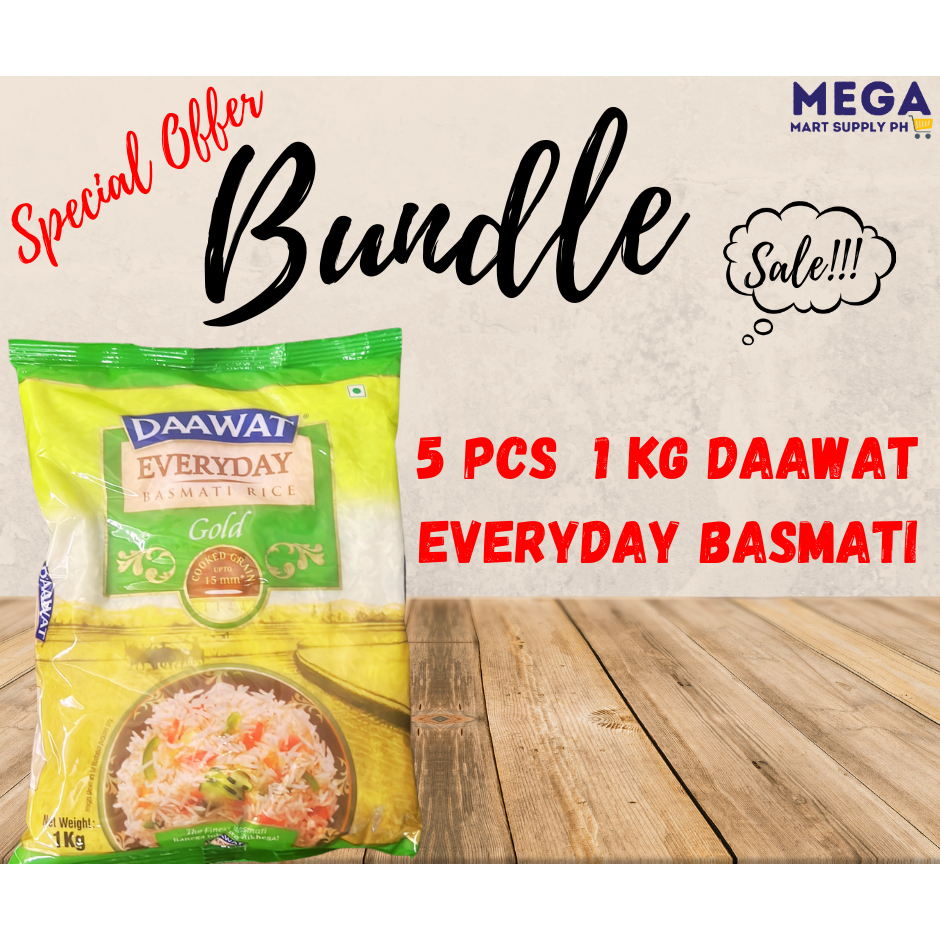 Daawat Everyday Gold Premium Basmati Rice 5 Pack 1KG Bundle | Shopee ...