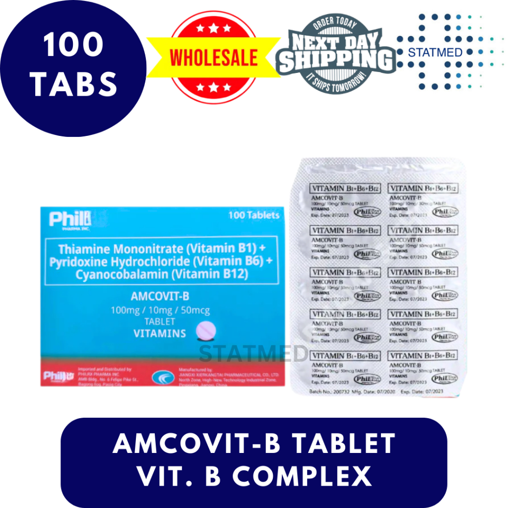Amcovit-B Tablet Vitamin B Complex B1 B6 B12 - WHOLESALE - 1 Box 100 ...
