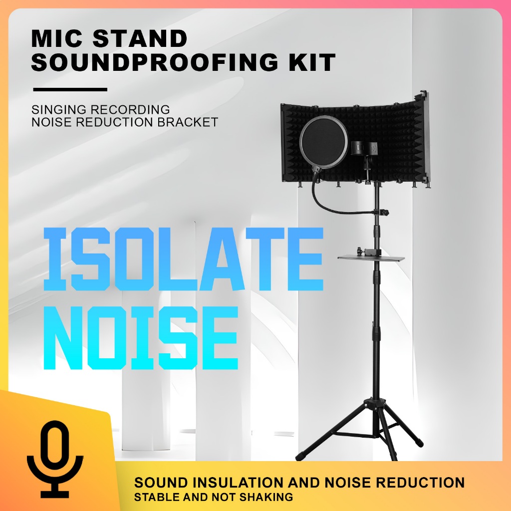 Studio Microphone Isolation Booth with Adjustable Height Tripod Stand ...