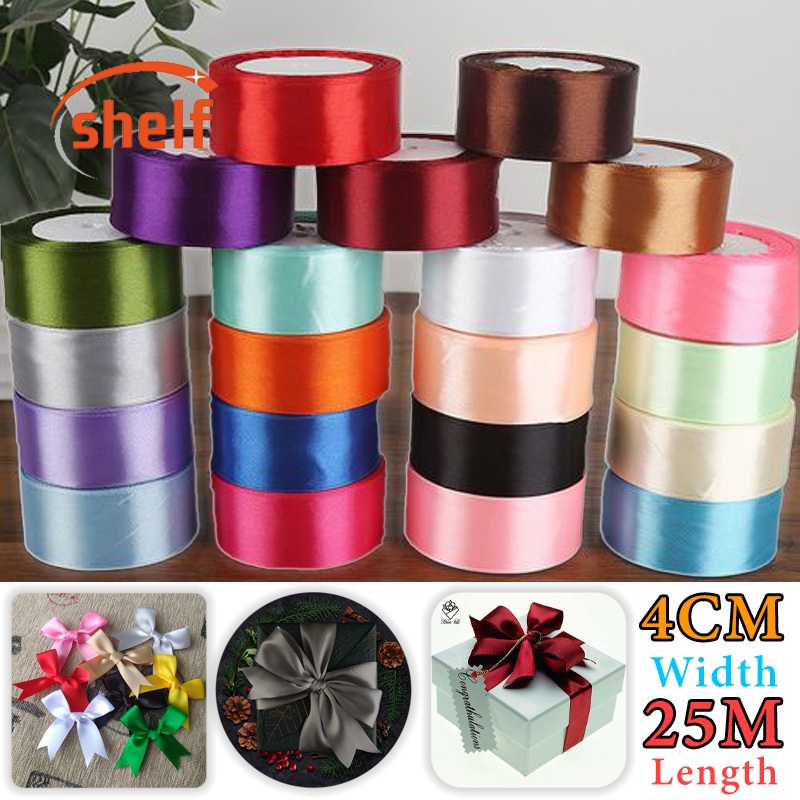 4cm (25 yards/roll) Satin Ribbon Roll Gift Packaging Ribbon Flower ...