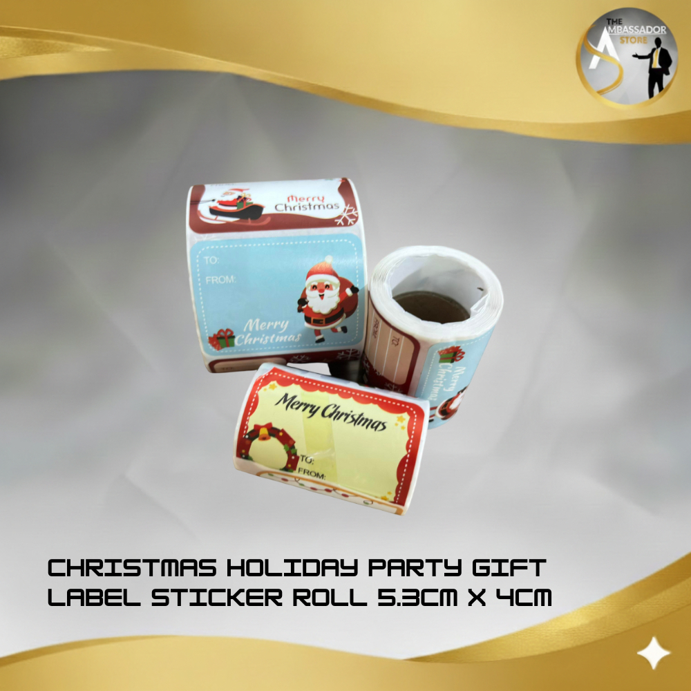 Christmas Holiday Party Gift Label Sticker Roll 5.3cm x 4cm | Shopee ...