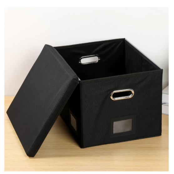 File Organizer Box with Lid Foldable Hanging File Filing Box Fabric ...