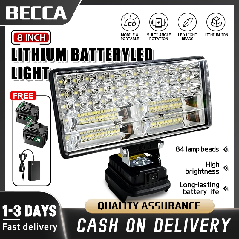 Wireless Work Light 8-Inch LED Ultra Bright Outdoor Light Spotlight ...