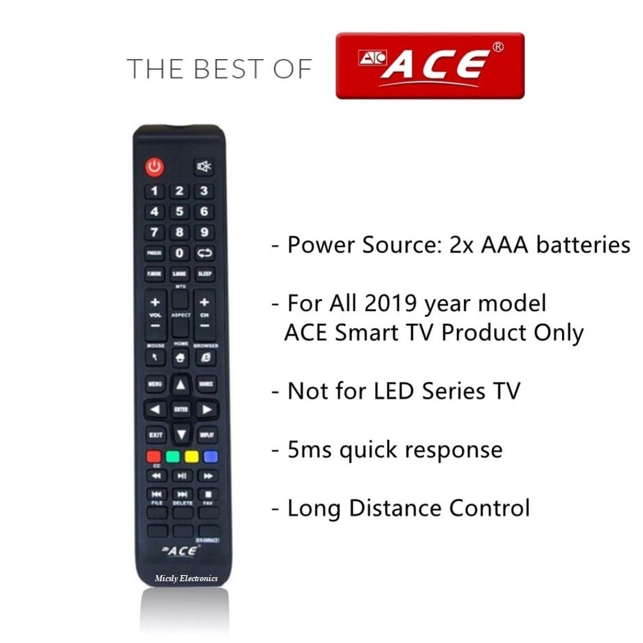 Ace Smart Led Tv Remote Control 2619-UNROACE1 | Shopee Philippines
