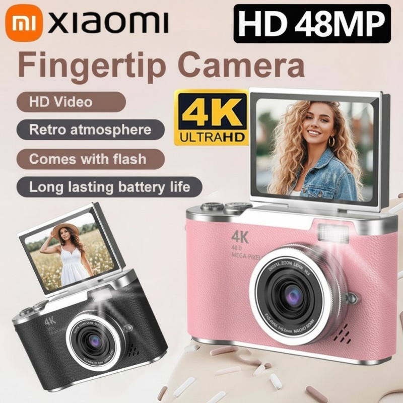 48MP Digital Camera 4K Compact Video Camera 180° Flip Screen Flash 8X ...