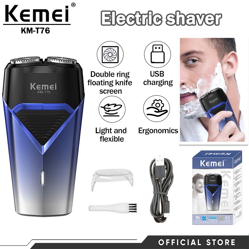 Kemei Electric Shaver For Men Rotary Dual Rechargeable Waterproof Men's ...