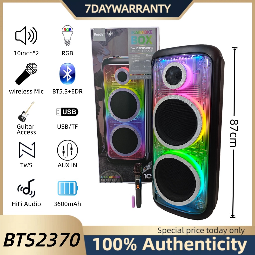 Brodu BTS 2370 Original Speaker Dual 10inch Bluetooth Outdoor Boom box ...