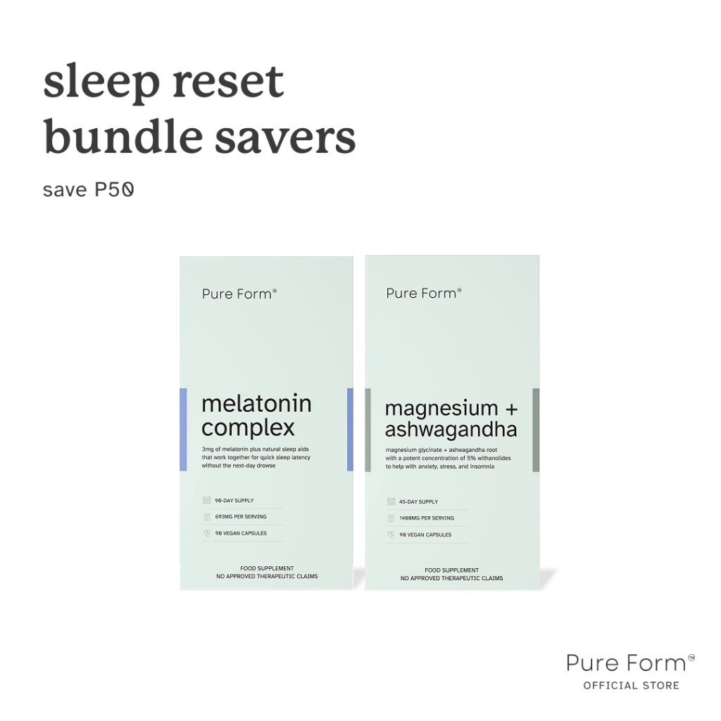 Pure Form Melatonin + Magnesium+Ashwagandha | Sleep Reset Bundle Savers ...