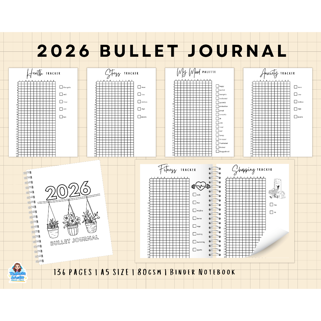 2026 Bullet Journal Tracker - 136 Pages Loose Leaf Refill for ...