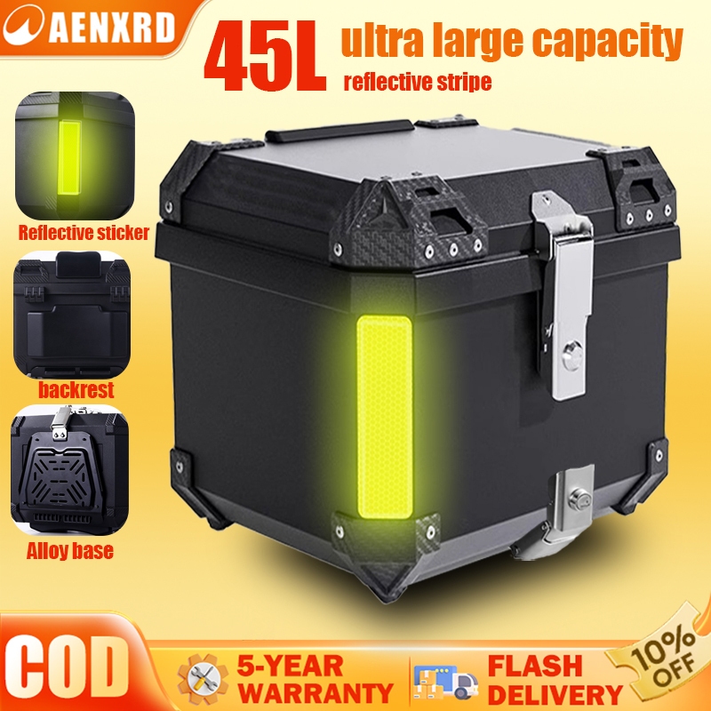 Motorcycle trunk helmet box universal large capacity Hard Plastic Alloy ...