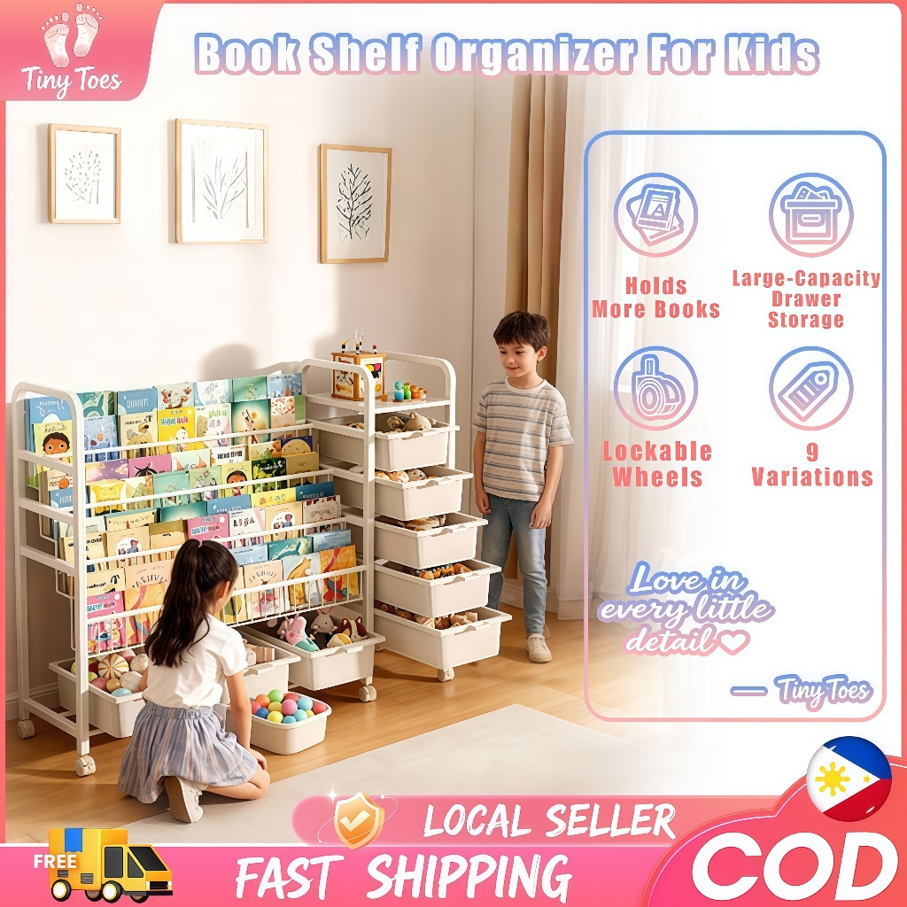 【Tiny Toes】Book Shelf Organizer For Kids 5-Tier Kids Book Shelf & Toy ...
