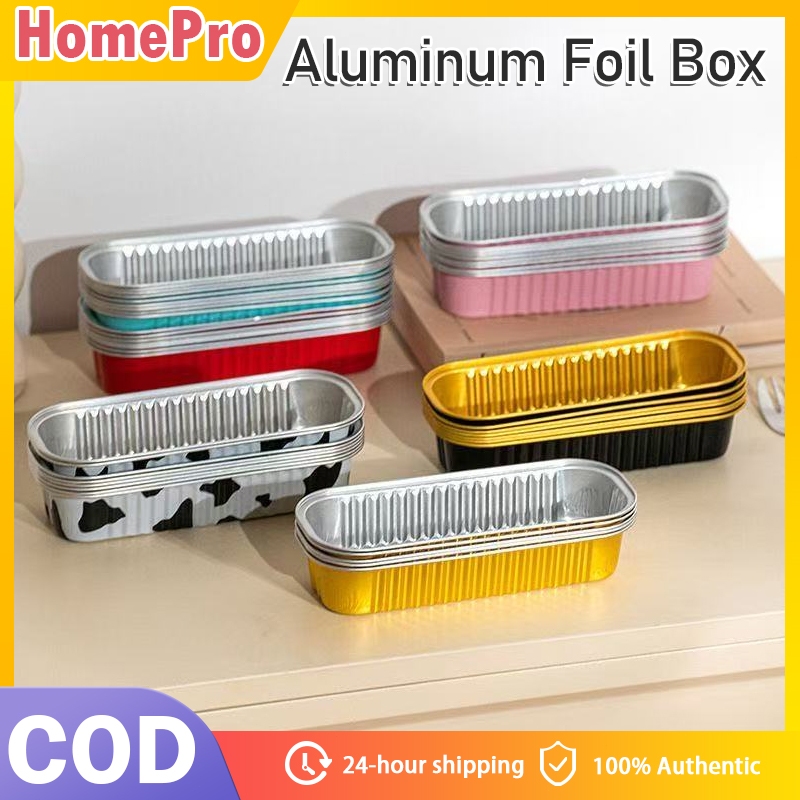 HOME 10Pcs Dessert Rectangle Cups Aluminum Foil Box 200ML Baking Cake ...