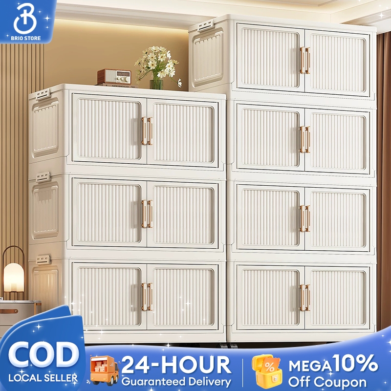 BRIO Foldable Cabinet for Clothes Storage Organizer Durabox with Wheels ...