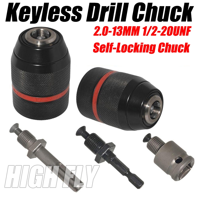 Metal Heavy Duty 1/2-20UNF 2-13mm Keyless Drill Chuck Hex Shank/SDS ...