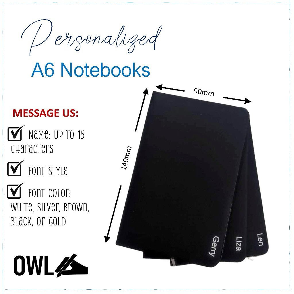 A6 Customized Notebook Small Engraved Name Personalized Paper Notes ...