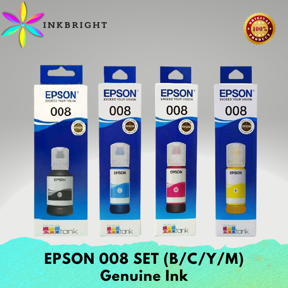 Epson 008 Original Ink Set (B/C/Y/M) | Shopee Philippines