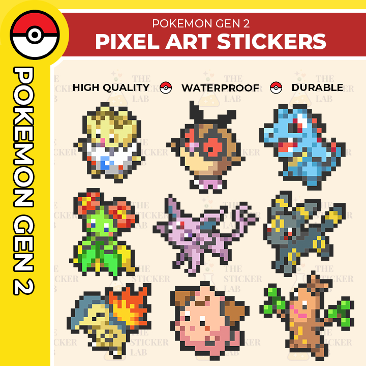 The Sticker Lab - Pokemon Pixel Stickers - Gen 2 #0152-0201 (High ...