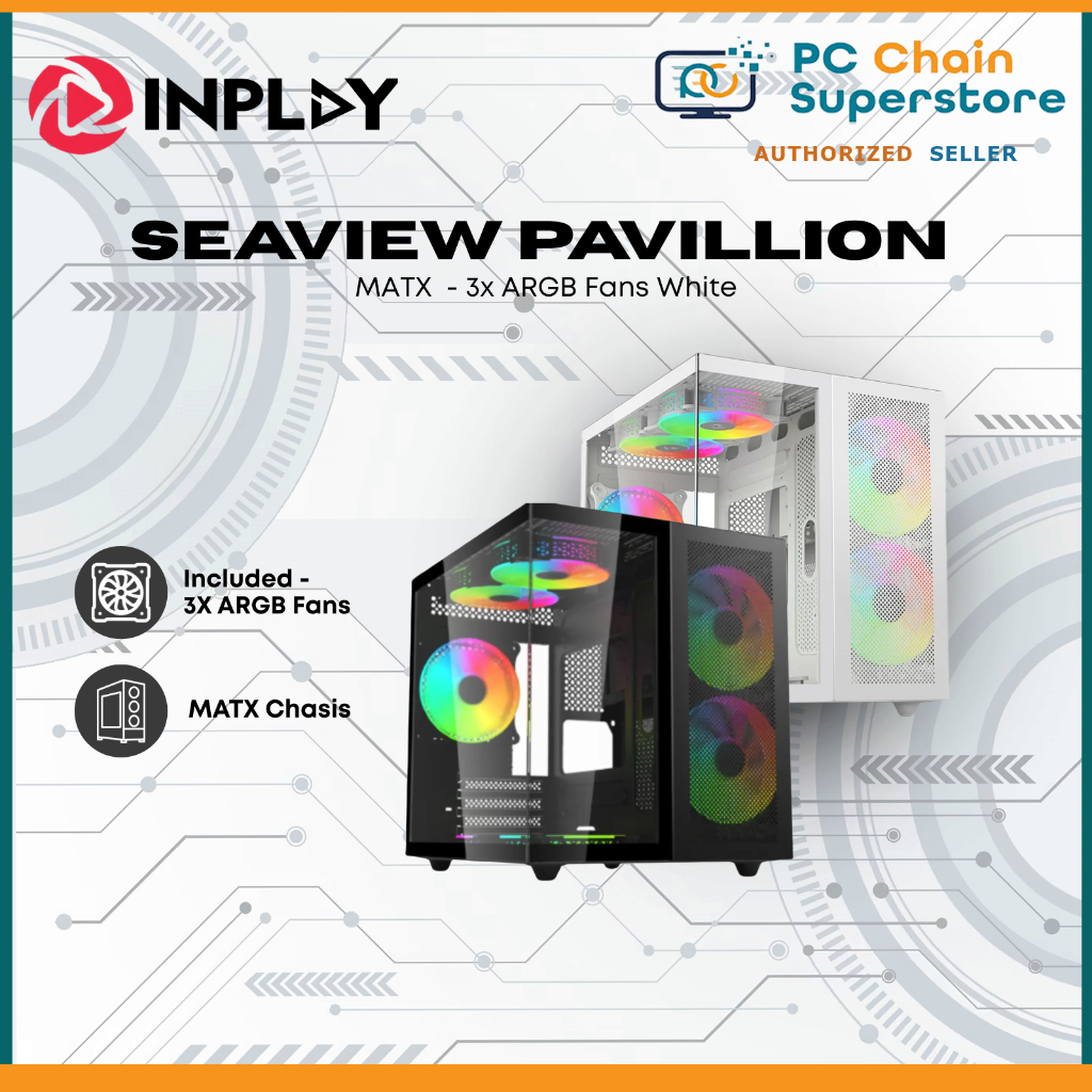 INPLAY SEAVIEW PAVILLION MATX GAMING CASING (BLACK / WHITE) - 3X ARGB ...