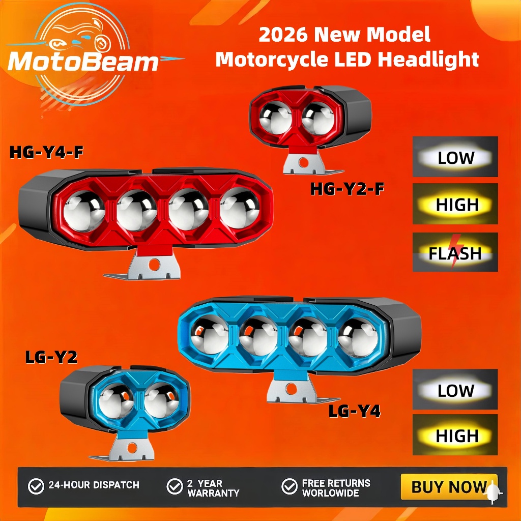 MotoBeam 4-Lens 2026 NEW Mini Driving Light Super Bright LED Dual Color ...