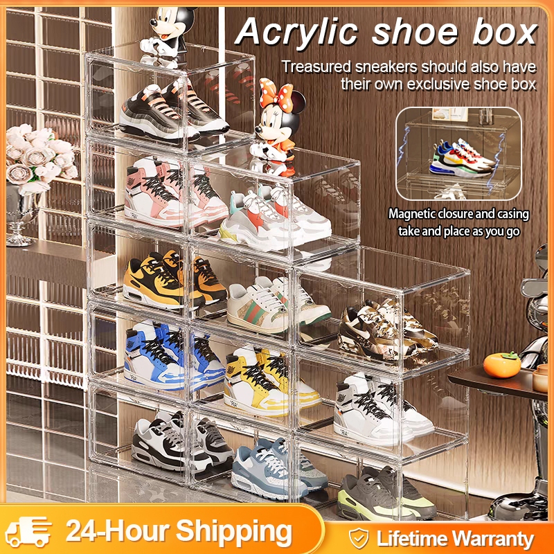 acrylic sports shoe rack transparent shoe box storage cabinet Magnetic ...