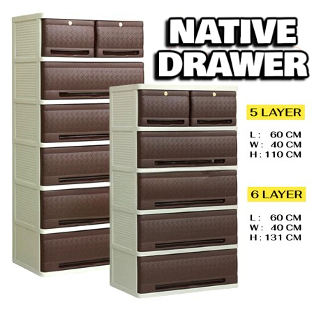 5L & 6L ZOOEY NATIVE RATTAN DRAWER STOCK #2002 (RANDOM COLOR) | Shopee ...