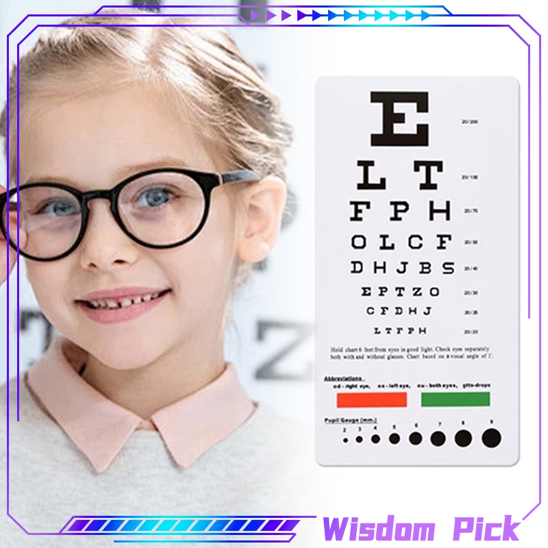 Pocket Snellen Eye Chart Portable Visual Testing Eye Chart Kids Vision ...