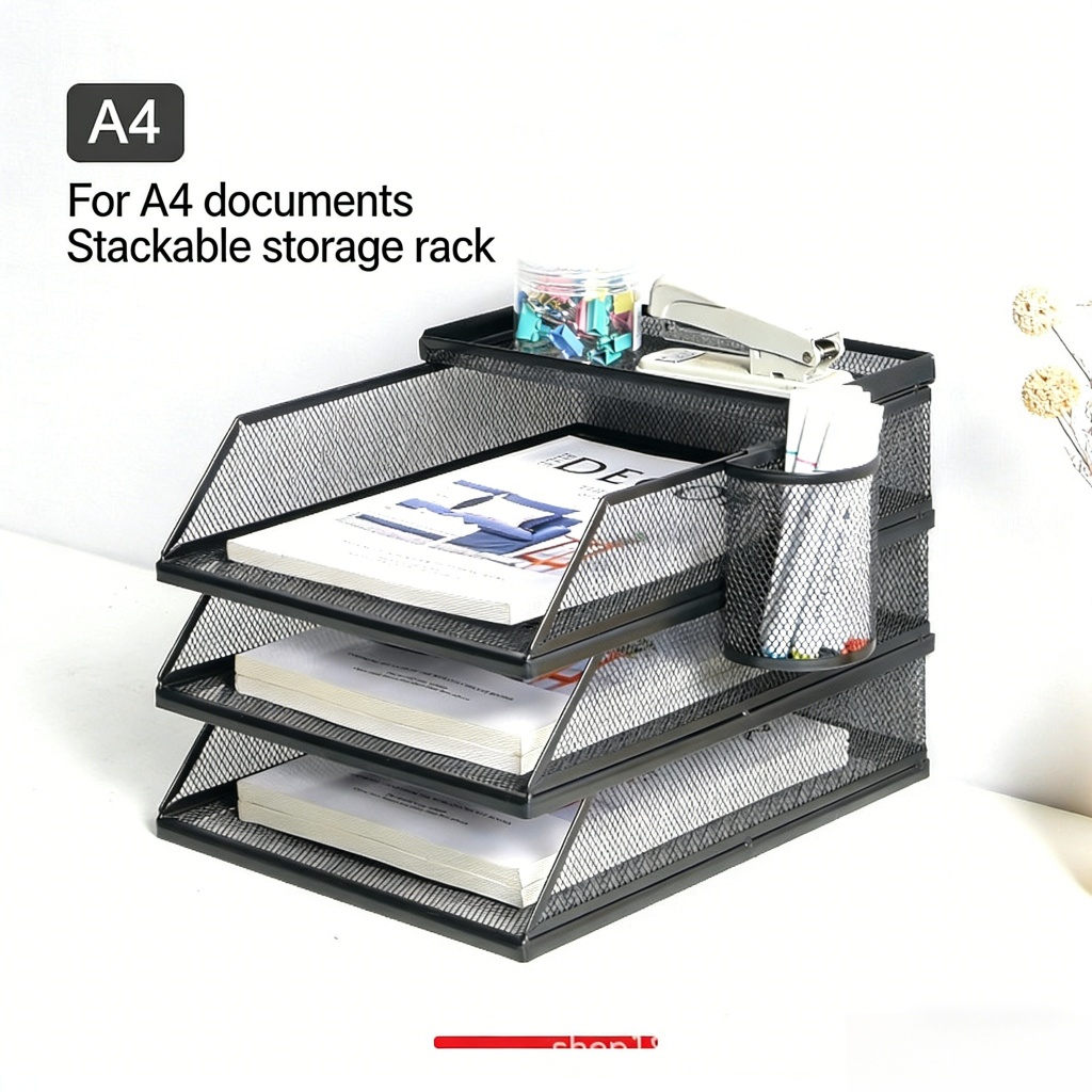 Heavy-Duty Black Metal Document Tray – 2/3 Layer Organizer for Office ...