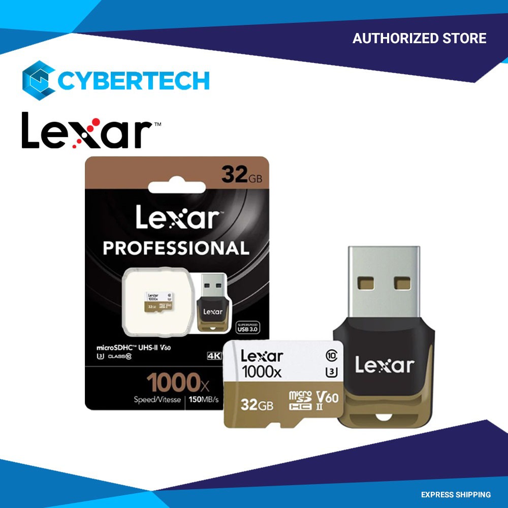 Lexar Professional 1000x 32GB microSDHC UHS-II C10 U3 V60 150MB/s Read ...