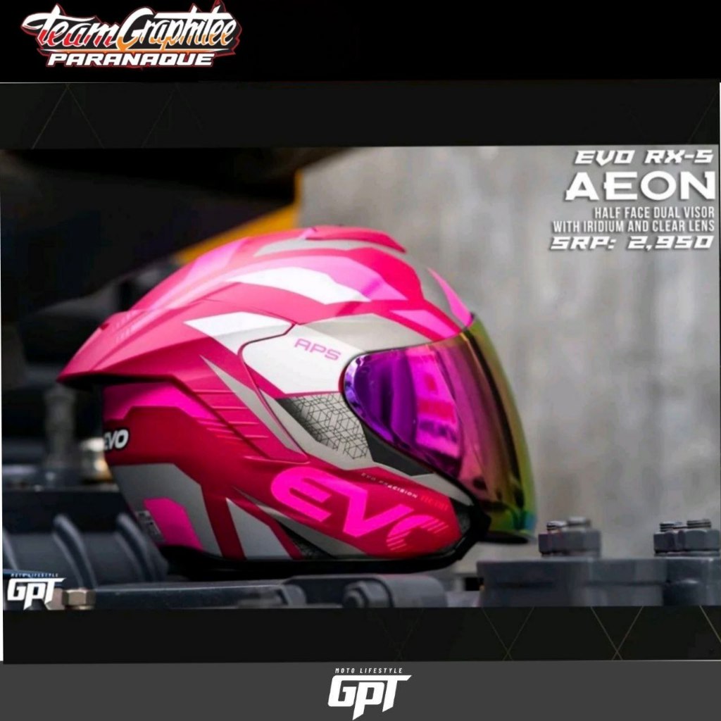EVO HELMET RX5 AEON GRAPHICS Half Face Dual Visor with Clear Lens ...