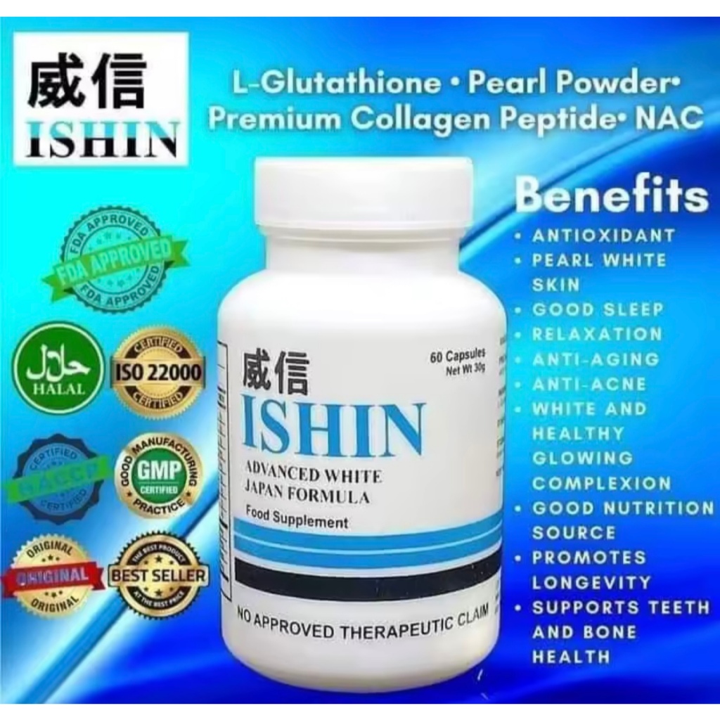 ISHIN Glutathione Advanced White Japan Formula 10x Whitening Pearl White with FREE LUXXE 03 SOAP