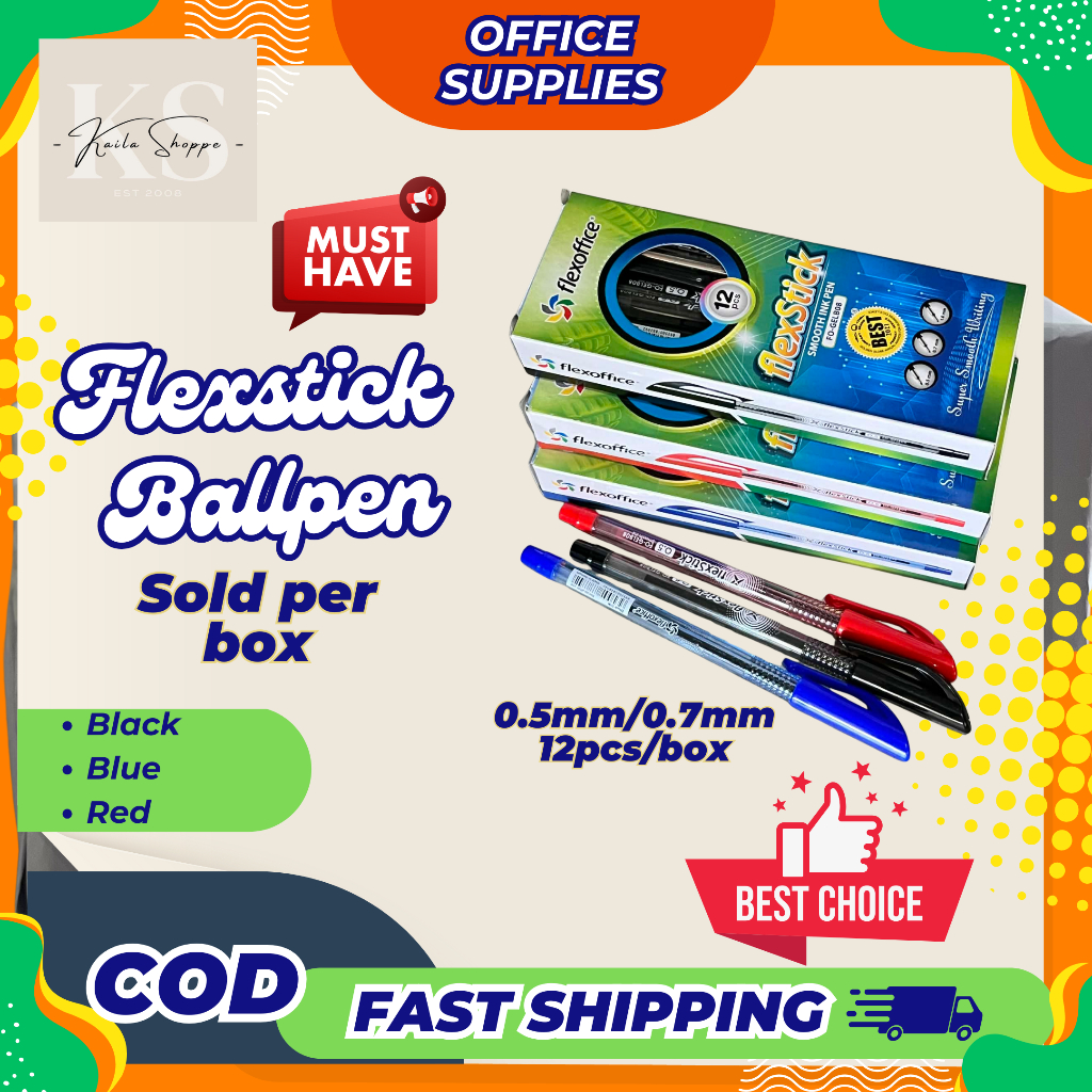 Flexstick Ballpen | 0.5mm & 0.7mm Ballpoint Black/Red/Blue/Green ...