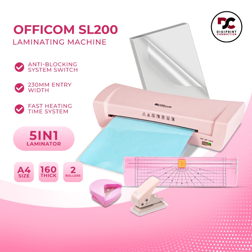 OFFICOM 5in1 Laminator SL200 Laminating Machine (HOT/COLD) w Puncher ...