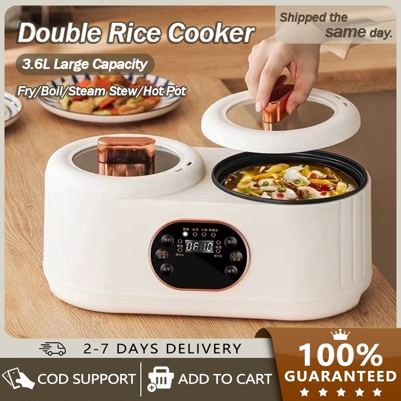 Double Rice Cooker With Steamer Non-stick Multi Cooker Electric Dual ...