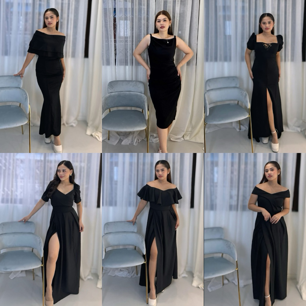 BLACK Filipiniana Gown with Slit | Bridesmaid, Ninang, Wedding, Prom ...