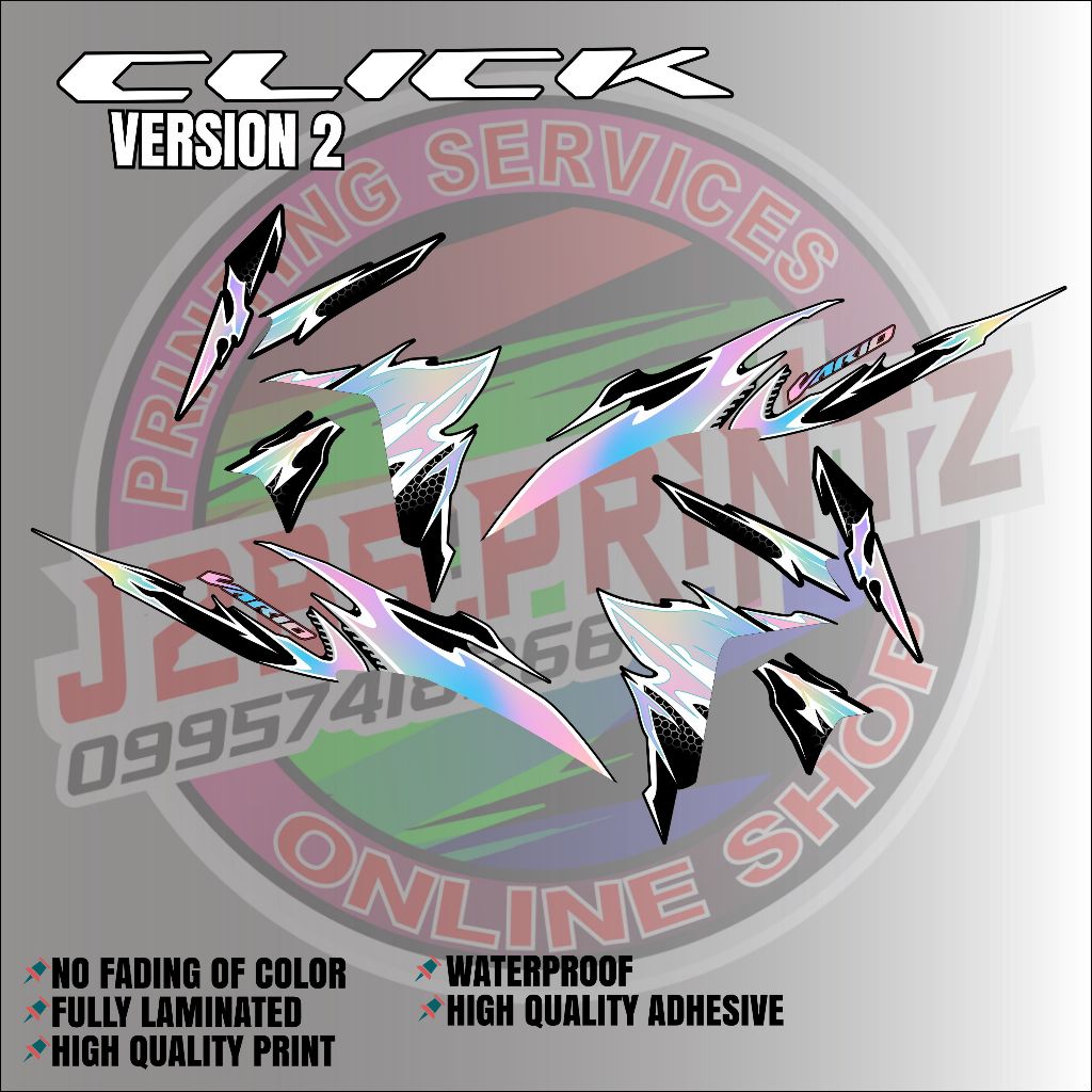 DECALS STICKER FOR CLICK 125/150 V2 HOLOGRAPHIC AND NON HOLOGRAOHIC HIG ...