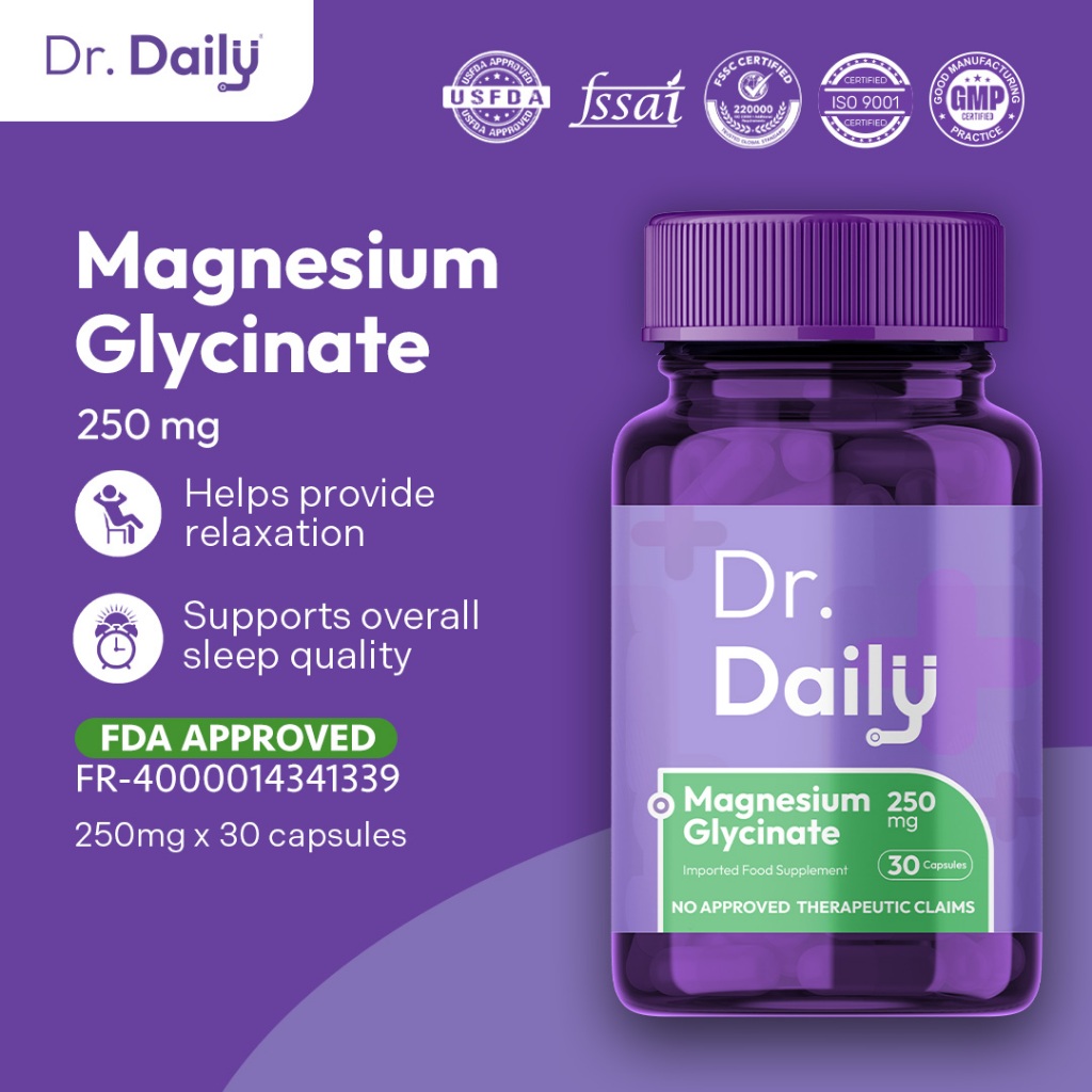 Dr Daily Magnesium Glycinate 250mg | Calm Mind, Anxiety Reduction ...
