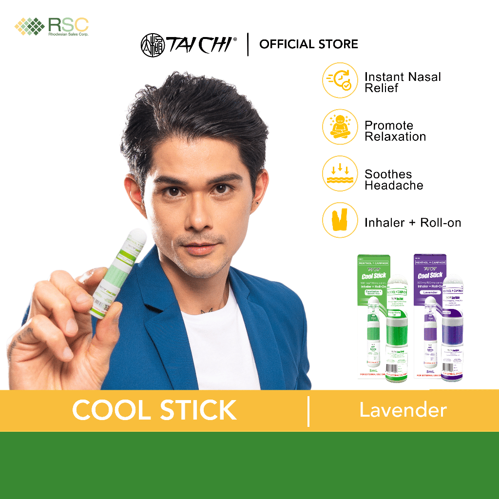 Tai Chi Cool Stick Inhaler + Roll On Liniment Pain Relief | Shopee ...