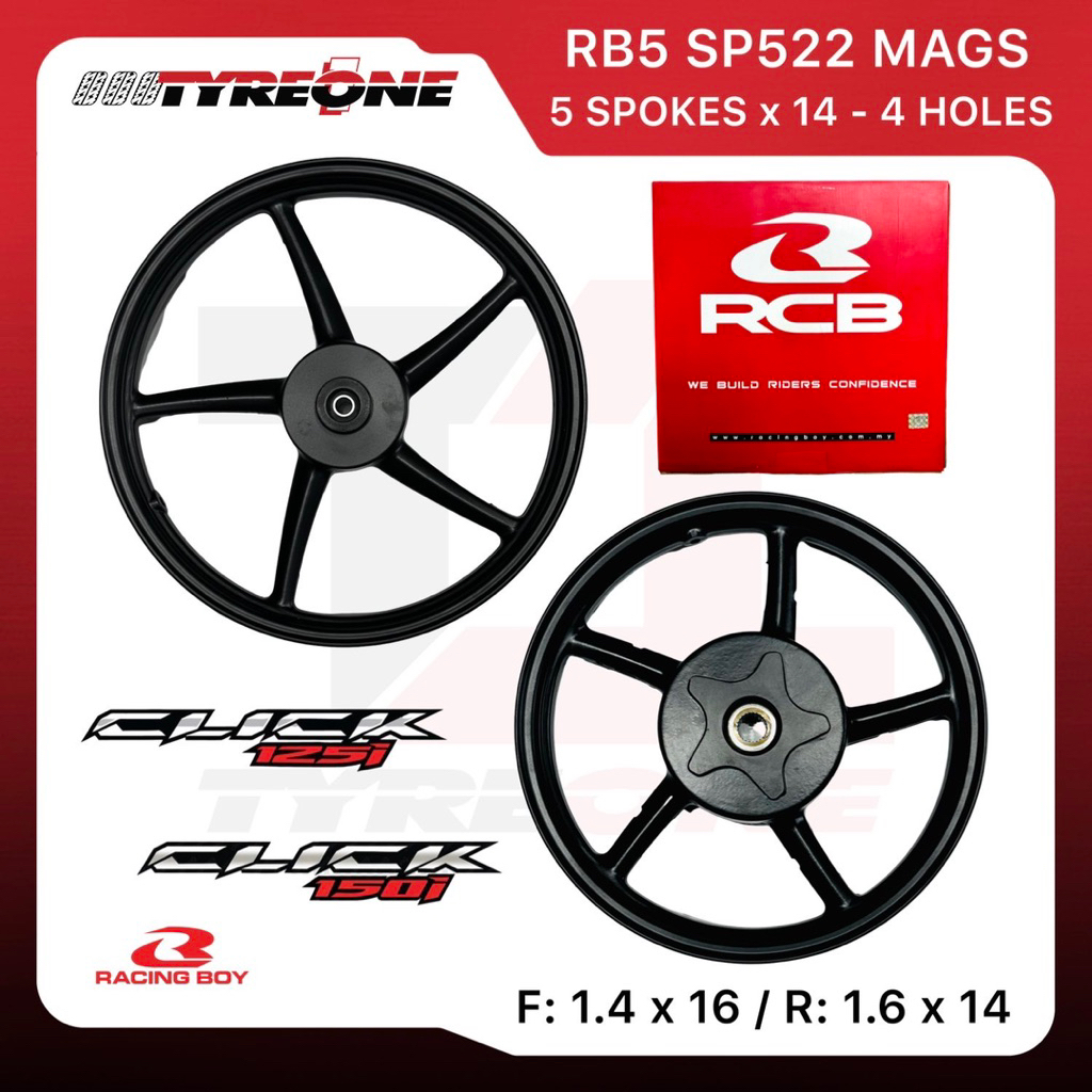 Racing Boy RCB Mags SP522 Click 125 / Click 150 1.4 x 14 and 1.6 x 14 ...