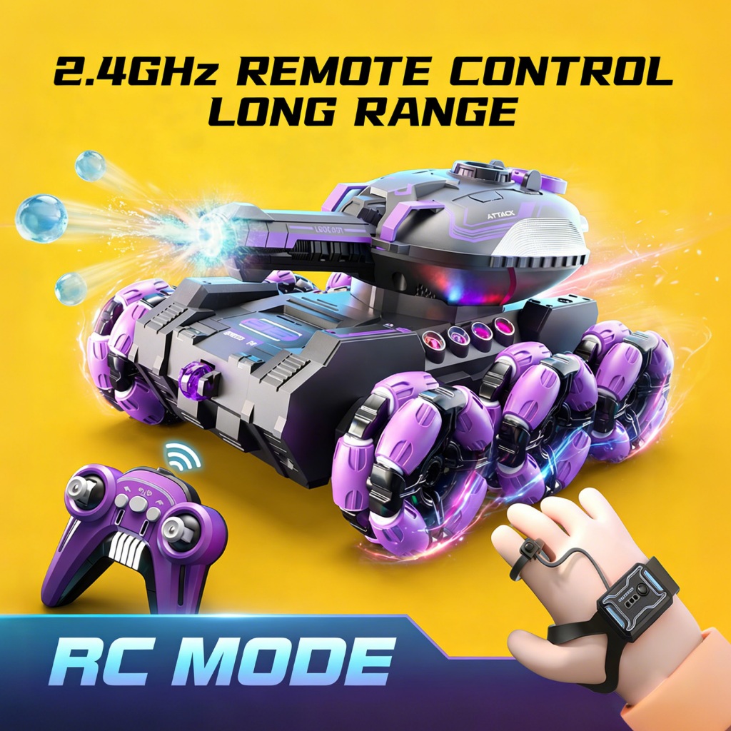 Rechargeable RC Stunt Chariot Tank Car Toy Sensor Remote Control ...