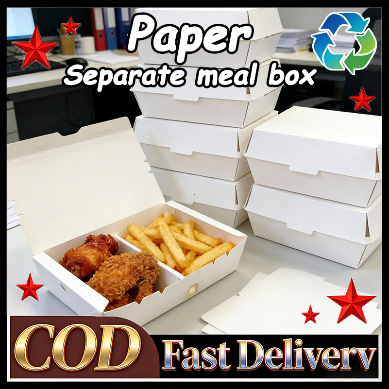 【COD】25Pcs With Divider Paper Meal Box Spaghetti Rice Box Others LB1 ...