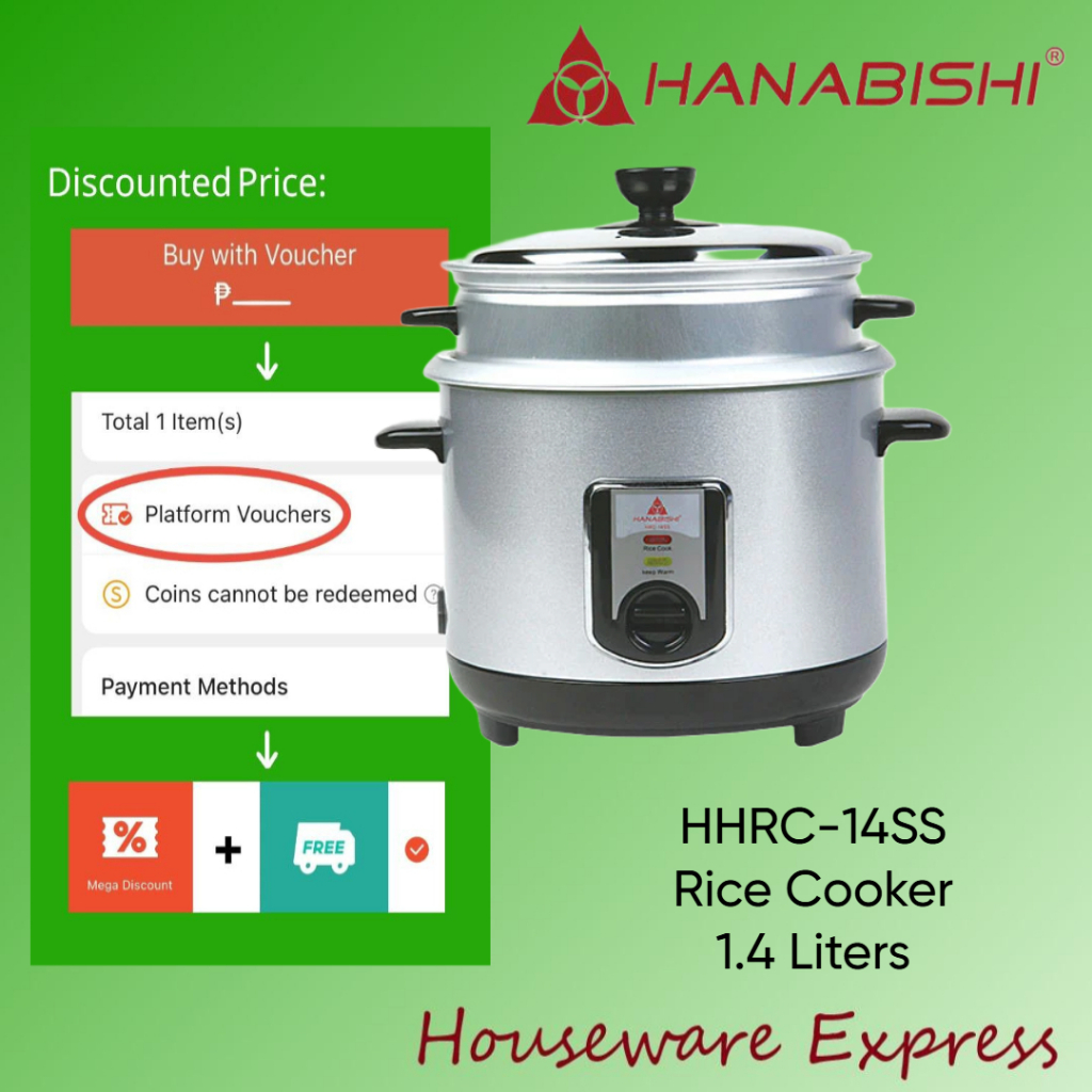 Hanabishi HHRC14SS Rice Cooker 1.4 Liter HHRC-14SS (Houseware Express ...