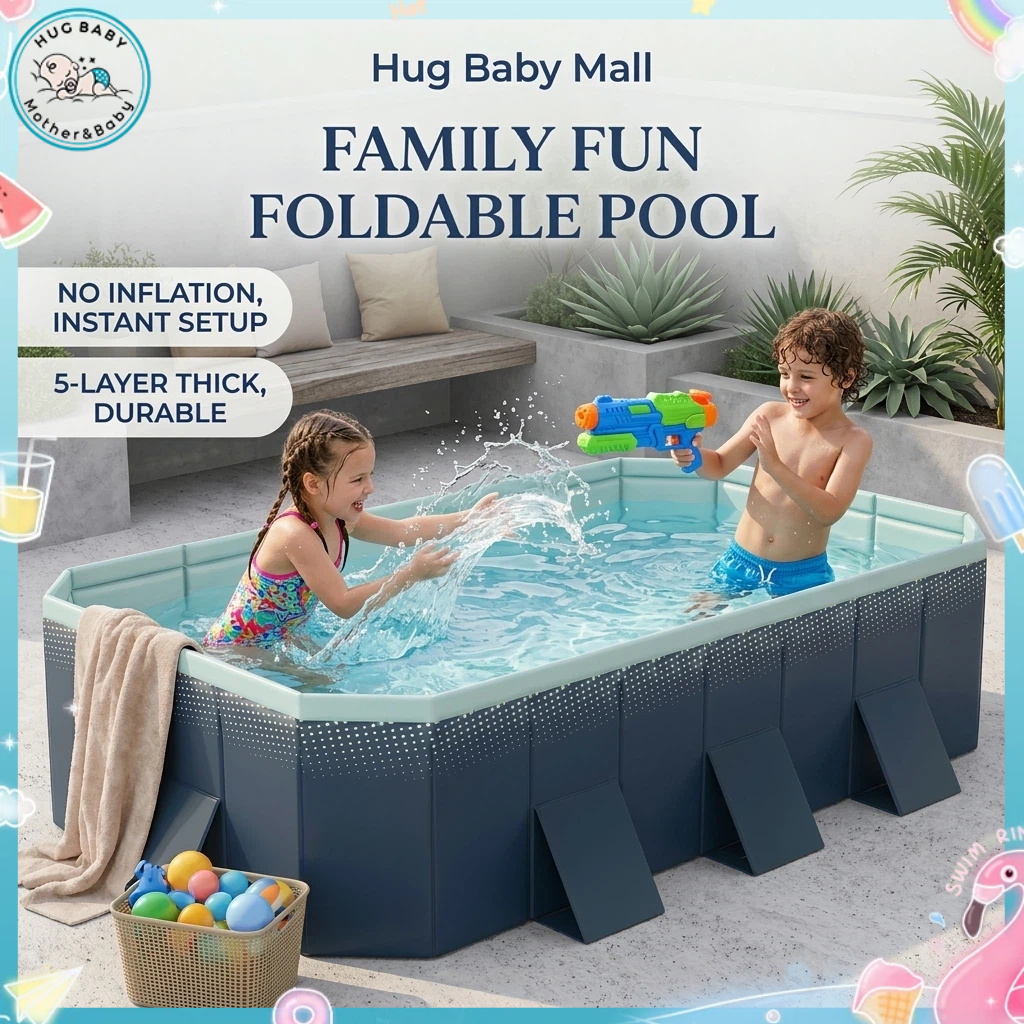 Non-inflatable Swimming Pool for Kids Family Foldable 5-Layer Thickened ...