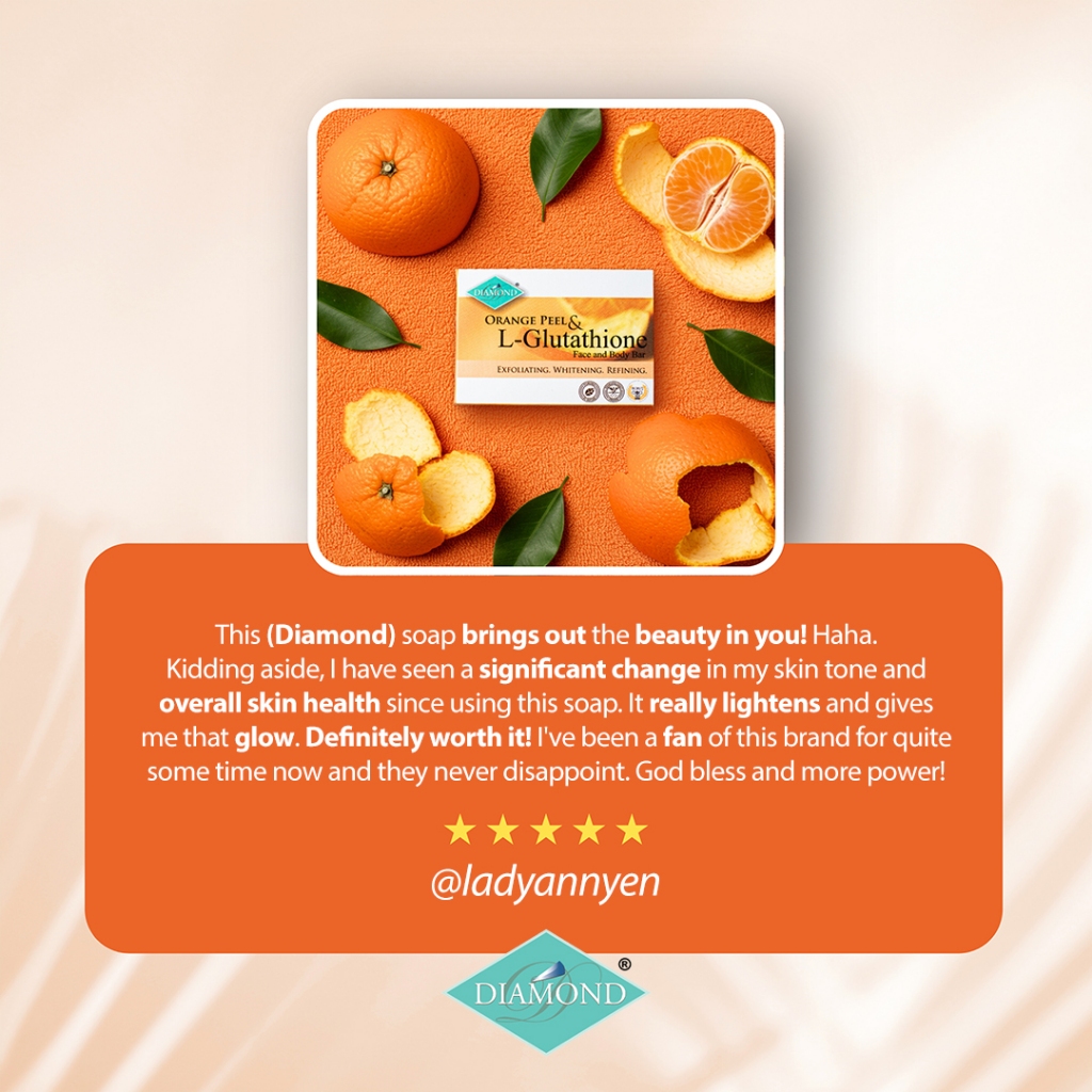 Diamond Orange Peel and L-Glutathione (Whitening Soap) 150g, 5 pcs. |  Shopee Philippines