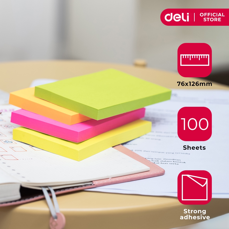 Deli Sticky Note Neon or Neon Sticker Pad 3x5in A02502 | Shopee Philippines