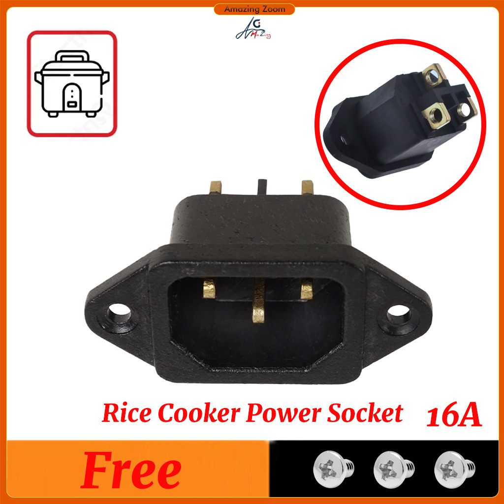 Universal Rice Cooker Parts AC Power Socket 3 Prong 16A Parts 3Pins ...