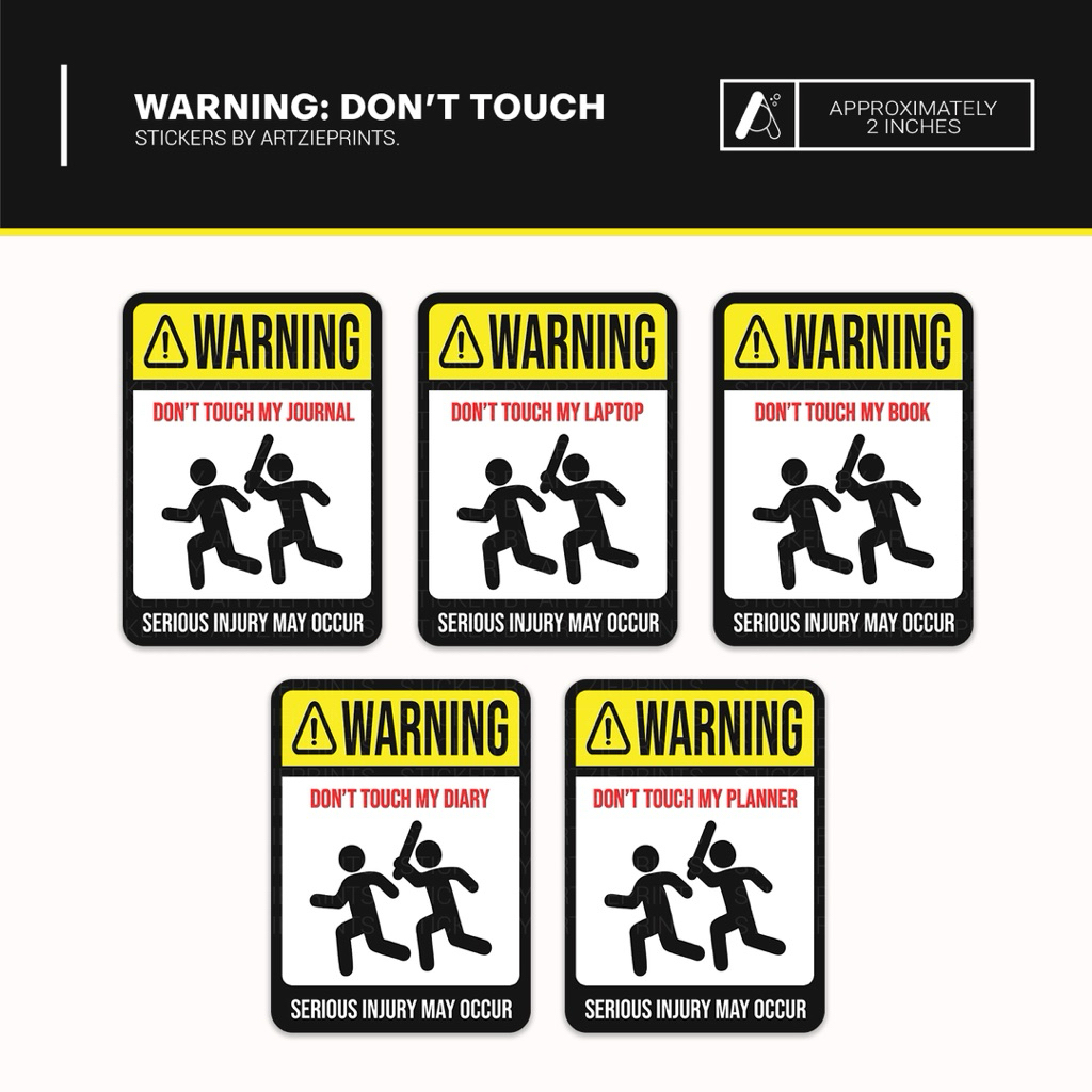 Warning: Don’t Touch Stickers | Matte Laminated Waterproof | For ...