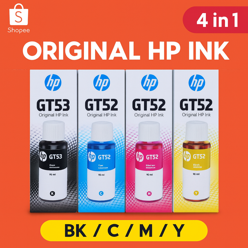 HP GT52 GT53 Ink Bottle Set Black Cyan Magenta Yellow 70ml Original ...