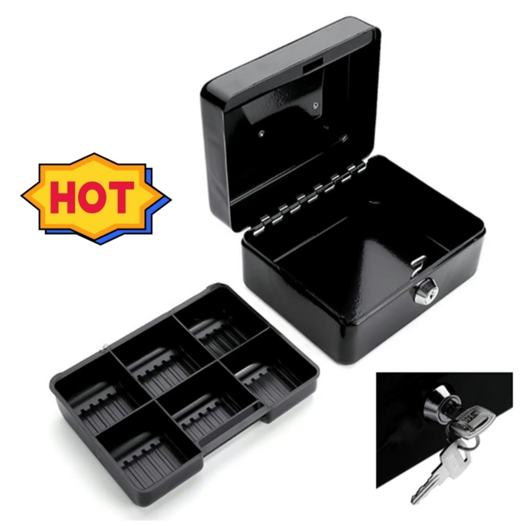 SAFE Mini Cash Box Coin Piggy BankMoney Organizer Cash Box with Lock ...
